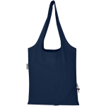 Bolsa tote plegable con cordón de algodón reciclado 140 g/m2 color azul marino segunda vista trasera