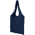 Bolsa tote plegable con cordón de algodón reciclado 140 g/m2 color azul marino segunda vista