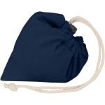 Bolsa tote plegable con cordón de algodón reciclado 140 g/m2 color azul marino tercera vista