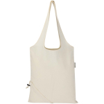 Bolsa tote plegable con cordón de algodón reciclado 140 g/m2 color natural segunda vista frontal