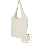 Bolsa tote plegable con cordón de algodón reciclado 140 g/m2 color natural