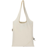 Bolsa tote plegable con cordón de algodón reciclado 140 g/m2 color natural segunda vista trasera