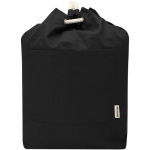 Bolsa de lona algodón reciclado con asas de cuerda 270 g/m2 color negro segunda vista frontal