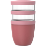 Tupper a prueba de fugas con 3 compartimentos 900ml Mepal color rosa segunda vista frontal