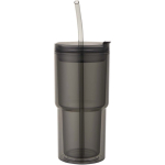 Vaso de doble pared con tapa giratoria y pajita incorporada 480ml color negro segunda vista frontal