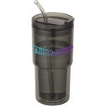 Vaso de doble pared con tapa giratoria y pajita incorporada 480ml color negro