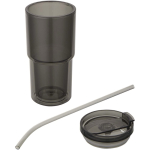 Vaso de doble pared con tapa giratoria y pajita incorporada 480ml color negro segunda vista