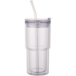 Vaso de doble pared con tapa giratoria y pajita incorporada 480ml color transparente segunda vista frontal