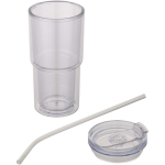 Vaso de doble pared con tapa giratoria y pajita incorporada 480ml color transparente segunda vista