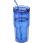 Vaso de doble pared con tapa giratoria y pajita incorporada 480ml color azul real