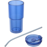 Vaso de doble pared con tapa giratoria y pajita incorporada 480ml color azul real segunda vista