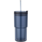 Vaso de doble pared con tapa giratoria y pajita incorporada 480ml color azul marino segunda vista frontal