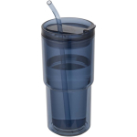 Vaso de doble pared con tapa giratoria y pajita incorporada 480ml color azul marino