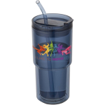 Vaso de doble pared con tapa giratoria y pajita incorporada 480ml color azul marino