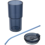 Vaso de doble pared con tapa giratoria y pajita incorporada 480ml color azul marino segunda vista