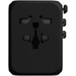 Adaptador de viaje personalizable con carga rápida 33W GaN color negro tercera vista frontal