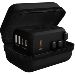 Adaptador de viaje personalizable con carga rápida 33W GaN color negro