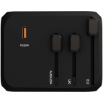 Adaptador de viaje personalizable con carga rápida 33W GaN color negro vista lateral