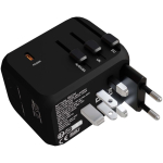 Adaptador de viaje personalizable con carga rápida 33W GaN color negro segunda vista lateral