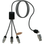 Cable de carga 3 en 1 con logotipos iluminados SCX.design color negro segunda vista frontal