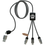 Cable de carga 3 en 1 con logotipos iluminados SCX.design color negro segunda vista trasera