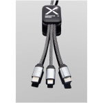 Cable de carga 3 en 1 con logotipos iluminados SCX.design color negro vista detalle 1