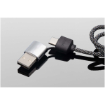 Cable de carga 3 en 1 con logotipos iluminados SCX.design color negro vista detalle 3