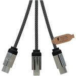 Cable de carga 3 en 1 con logotipos iluminados SCX.design color negro