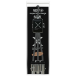 Cable de carga 3 en 1 con logotipos iluminados SCX.design color negro segunda vista con caja