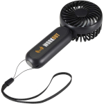 Ventilador portátil recargable de 3 velocidades con USB-C color negro vista impresión tampografía