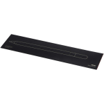 Bolígrafo de aluminio reciclado con mecanismo giratorio en tinta negra color rojo segunda vista con caja