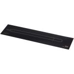 Bolígrafo de aluminio reciclado con mecanismo giratorio en tinta negra color blanco segunda vista con caja