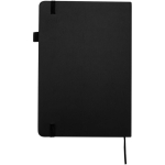 Cuaderno de tapa dura de piel sintética A5 hojas a rayas JournalBooks color negro segunda vista trasera