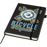 Cuaderno de tapa dura de piel sintética A5 hojas a rayas JournalBooks color negro