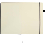 Cuaderno de tapa dura de piel sintética A5 hojas a rayas JournalBooks color negro tercera vista frontal