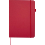 Cuaderno de tapa dura de piel sintética A5 hojas a rayas JournalBooks color rojo segunda vista frontal