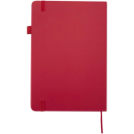 Cuaderno de tapa dura de piel sintética A5 hojas a rayas JournalBooks color rojo segunda vista trasera