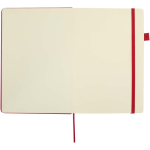 Cuaderno de tapa dura de piel sintética A5 hojas a rayas JournalBooks color rojo tercera vista frontal