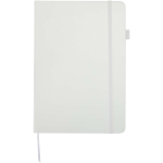 Cuaderno de tapa dura de piel sintética A5 hojas a rayas JournalBooks color blanco segunda vista frontal