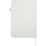 Cuaderno de tapa dura de piel sintética A5 hojas a rayas JournalBooks color blanco segunda vista trasera