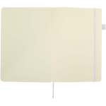 Cuaderno de tapa dura de piel sintética A5 hojas a rayas JournalBooks color blanco tercera vista frontal