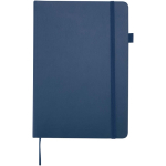 Cuaderno de tapa dura de piel sintética A5 hojas a rayas JournalBooks color azul marino segunda vista frontal