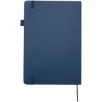 Cuaderno de tapa dura de piel sintética A5 hojas a rayas JournalBooks color azul marino segunda vista trasera