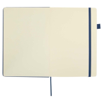 Cuaderno de tapa dura de piel sintética A5 hojas a rayas JournalBooks color azul marino tercera vista frontal