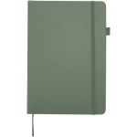 Cuaderno de tapa dura de piel sintética A5 hojas a rayas JournalBooks color verde jaspeado segunda vista frontal