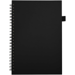 Cuaderno de tapa dura piel sintética espiral A5 hojas a rayas JournalBooks color negro segunda vista frontal
