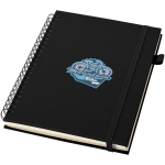Cuaderno de tapa dura piel sintética espiral A5 hojas a rayas JournalBooks color negro vista impresión tampografía