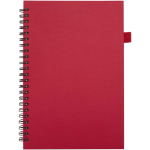 Cuaderno de tapa dura piel sintética espiral A5 hojas a rayas JournalBooks color rojo segunda vista frontal