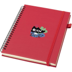 Cuaderno de tapa dura piel sintética espiral A5 hojas a rayas JournalBooks color rojo vista impresión tampografía