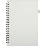Cuaderno de tapa dura piel sintética espiral A5 hojas a rayas JournalBooks color blanco segunda vista frontal